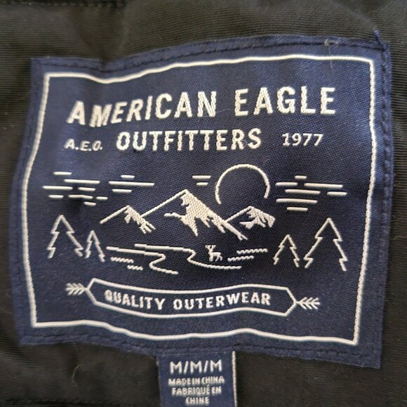 AMERICAN EAGLE OUTFITTERS Men's Nylon Black Parka Size Medium - Picture 3 of 5